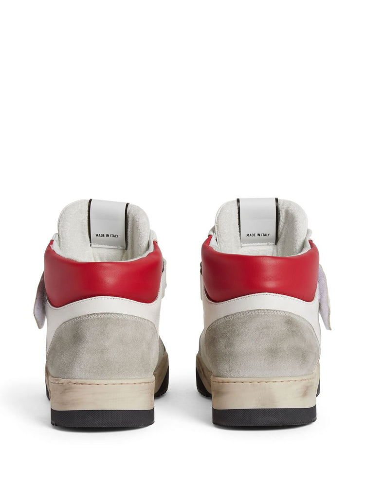 Spiker distressed high-top sneakers