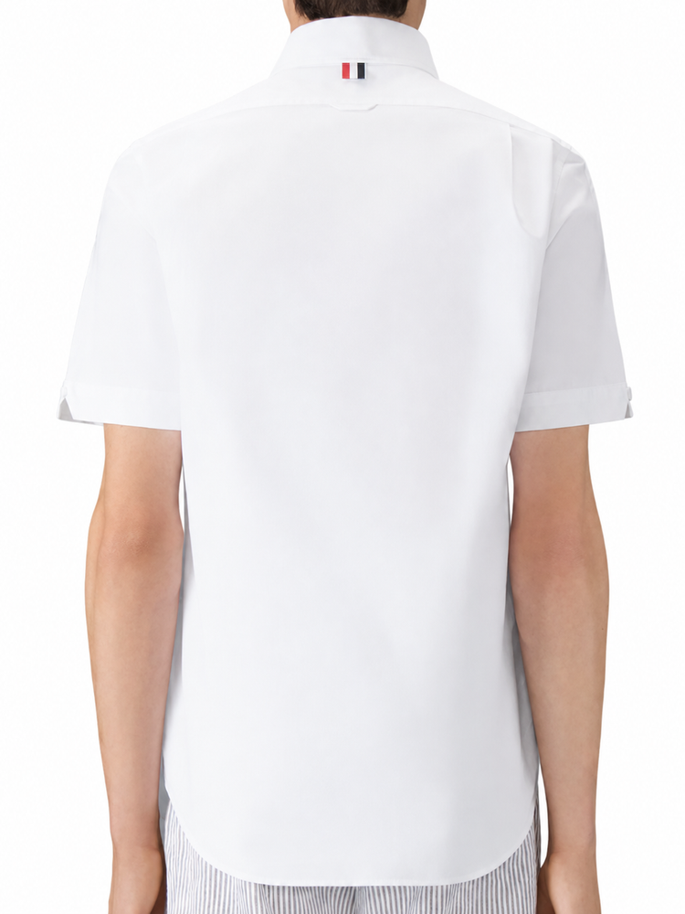 STRAIGHT FIT BUTTON DOWN SHORT SLEEVE SHIRT W/ CF GG PLACKET IN OXFORD