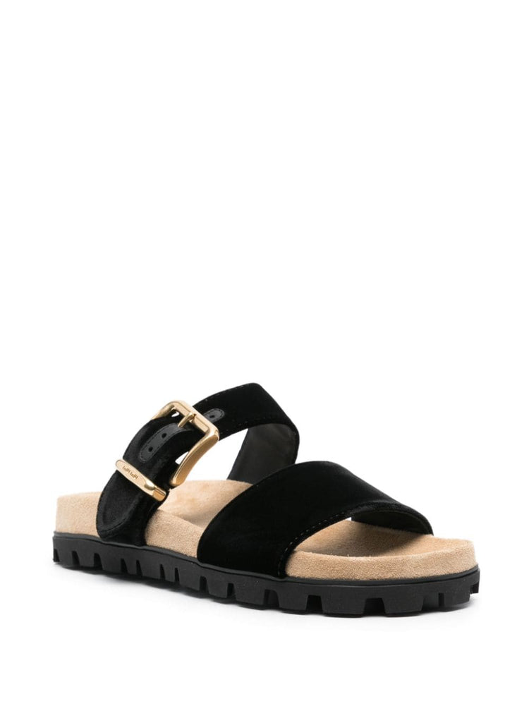 suede buckle sandals