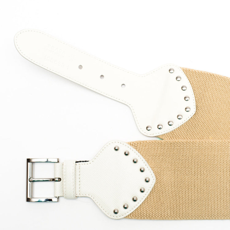 PRADA saffiano leather belt beige blue