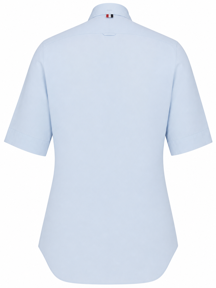 CLASSIC FIT SHORT SLEEVE SHIRT W/ RWB GROSGRAIN PLACKET IN SOLID POPLIN
