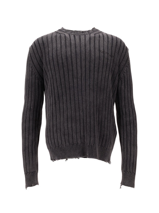 INK ARROW RIB KNIT CREWNECK VINTAGE BLAC