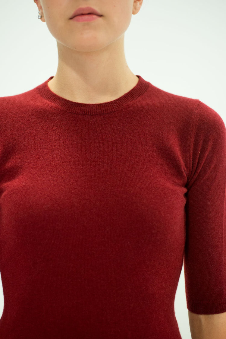 LA ROSE maglia 3/4 cashmere bordeaux