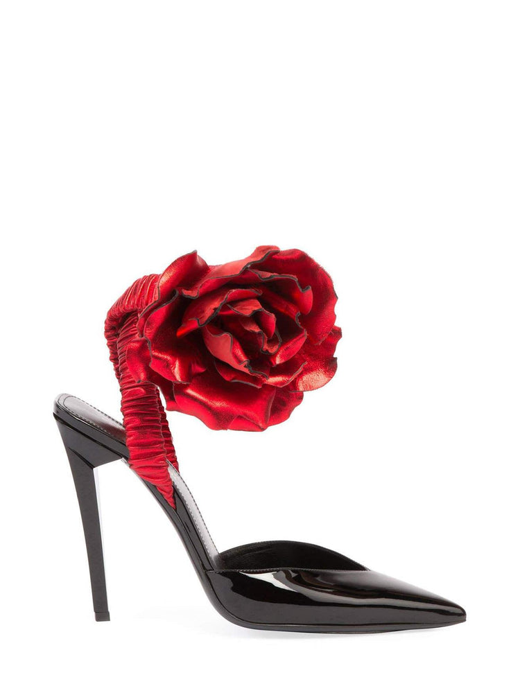 SAINT LAURENT pointed flower pumps