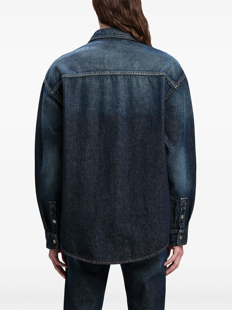 logo-print denim shirt