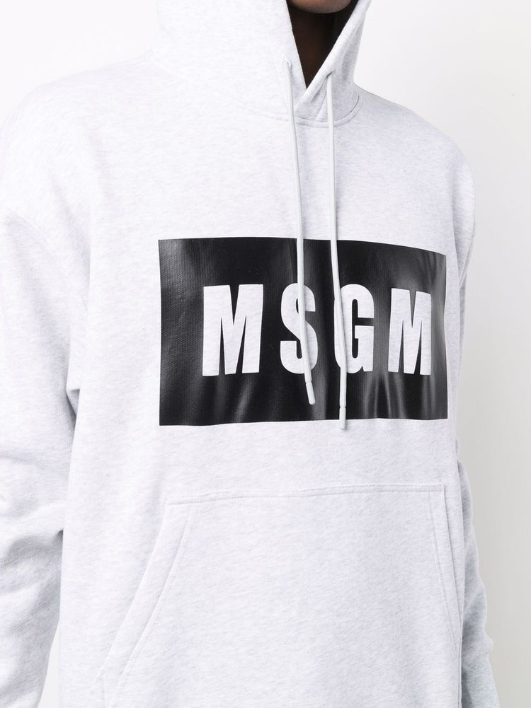 MSGM logo-print cotton hoodie
