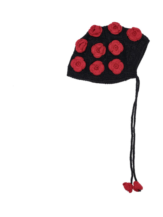 GRUNGE ROSES BONNET HAT CHARCOAL/RUBY
