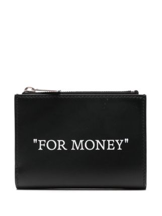 slogan-print leather wallet