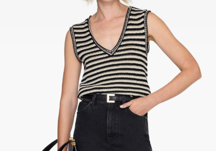 LOWEN SWEATER - BLACK AND IVORY STRIPE