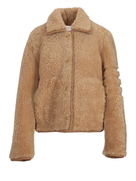 BELL SLEEVE JACKET W/ SHAVED 4BAR IN SHEARLING