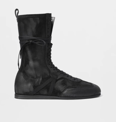 FIDES SOFT HIGH-TOP BOXING SNEAKERS CALF SUEDE SKI