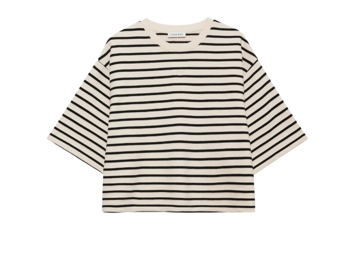 MYERS CROPPED TEE - BLACK STRIPE FRENCH TERRY