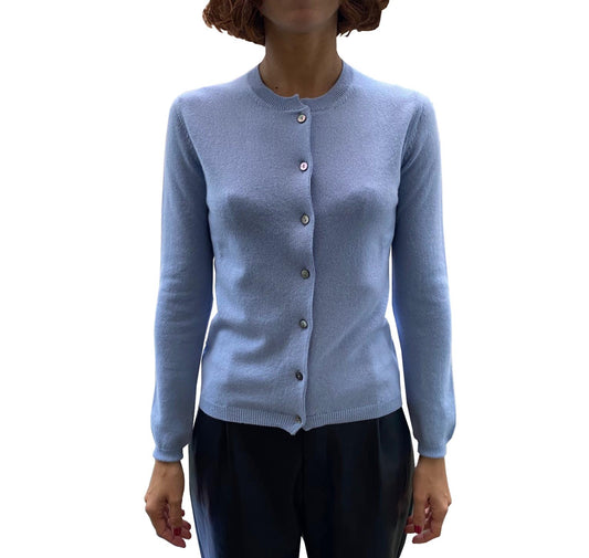 LA ROSE cardigan cashmere celeste