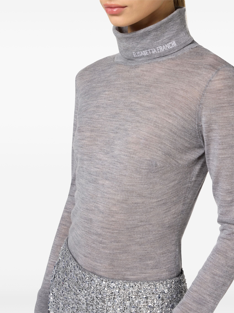 roll neck semi-sheer jumper