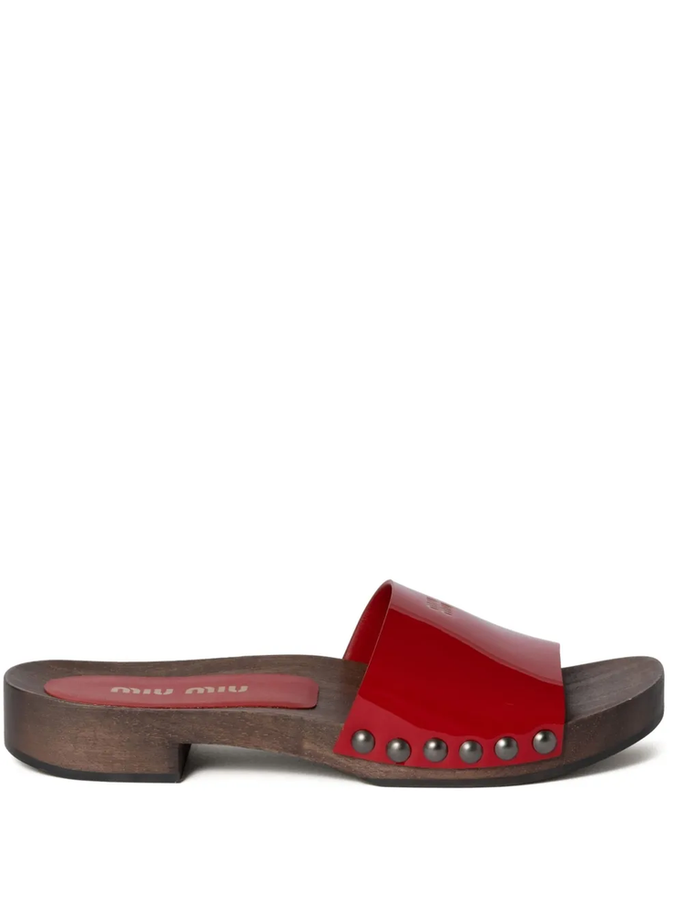 patent leather clogs