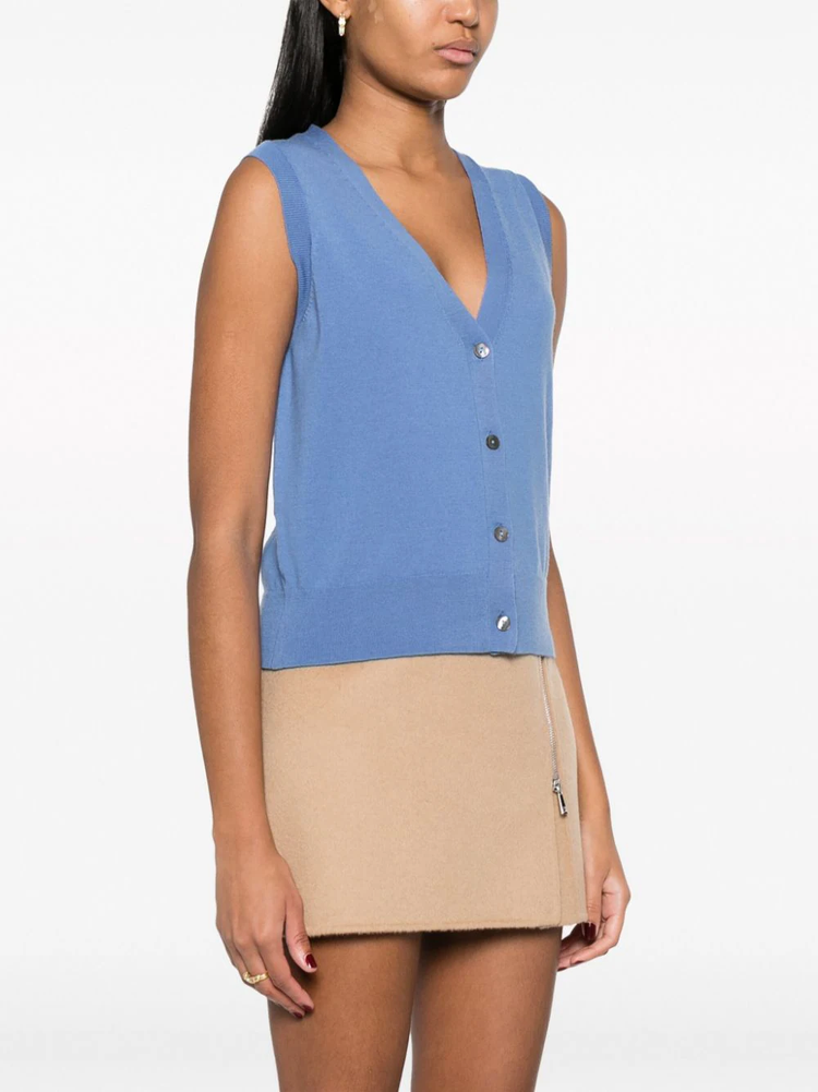 V-neck fine-knit vest