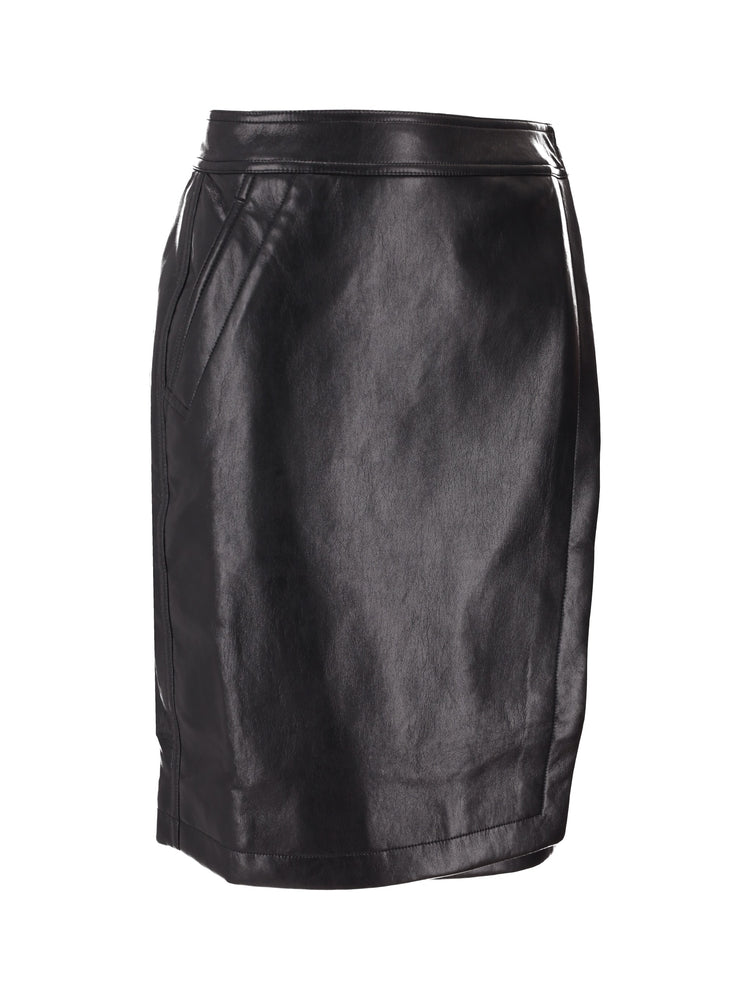 ALANIS SKIRT - BLACK RECYCLED LEATHER