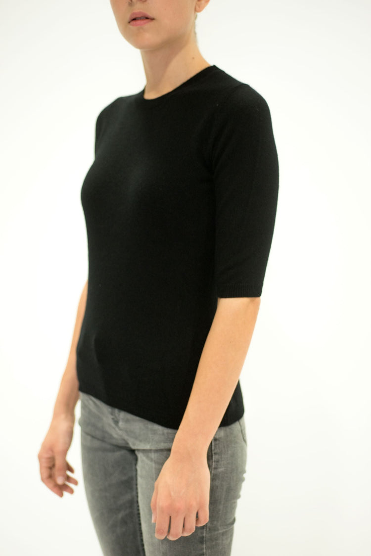 LA ROSE maglia 3/4 cashmere nero