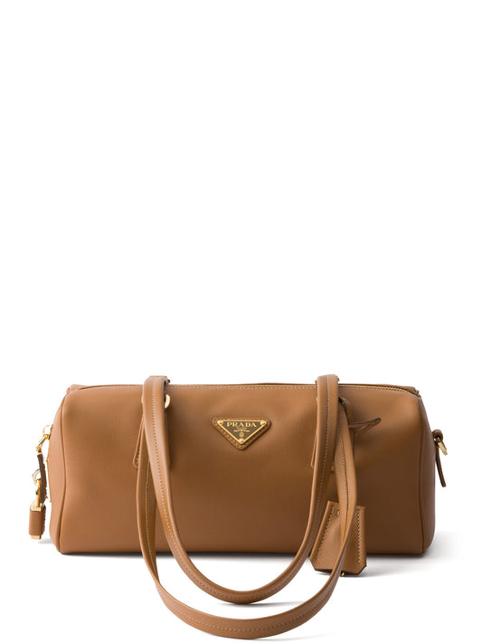 Medium leather top-handle bag with padlock