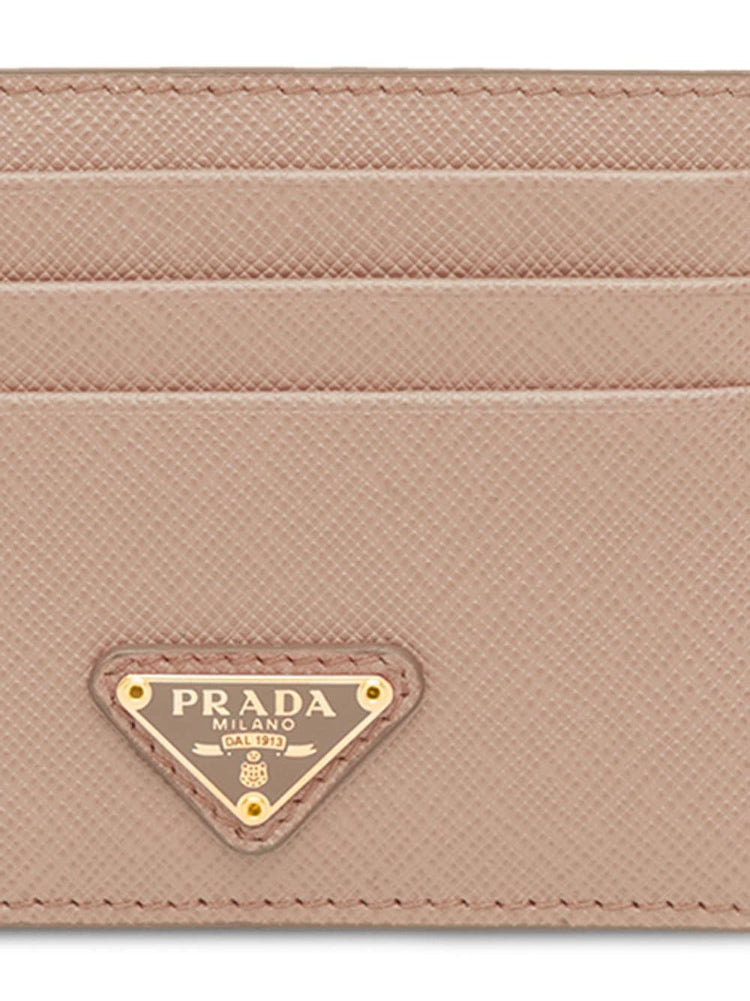 logo-plaque Saffiano leather cardholder