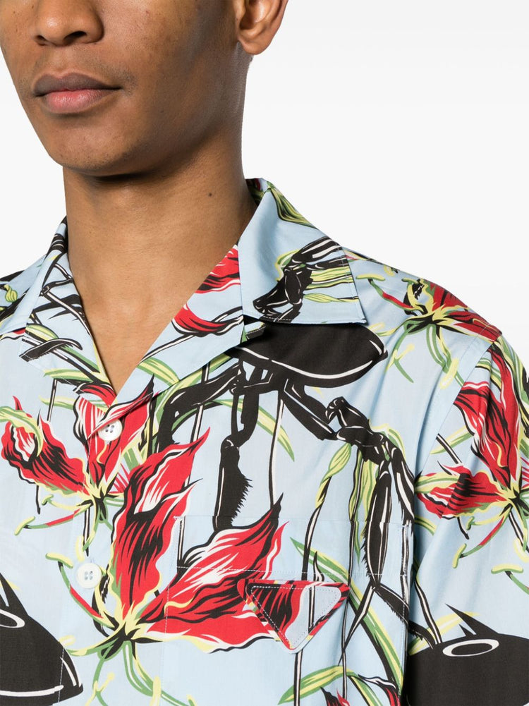 floral-print cotton shirt