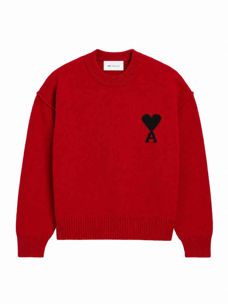 CREWNECK SWEATER WITH CONTRASTED AMI DE COEUR
