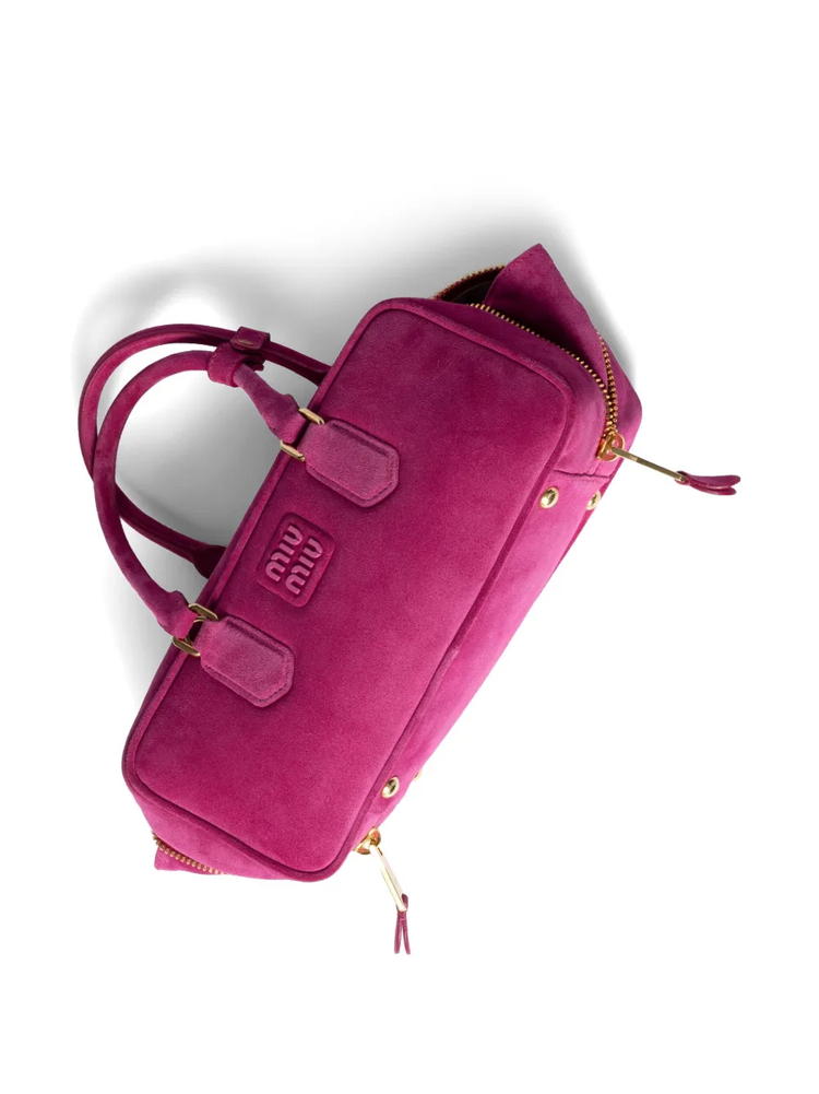 Arcadie padded suede top-handle bag