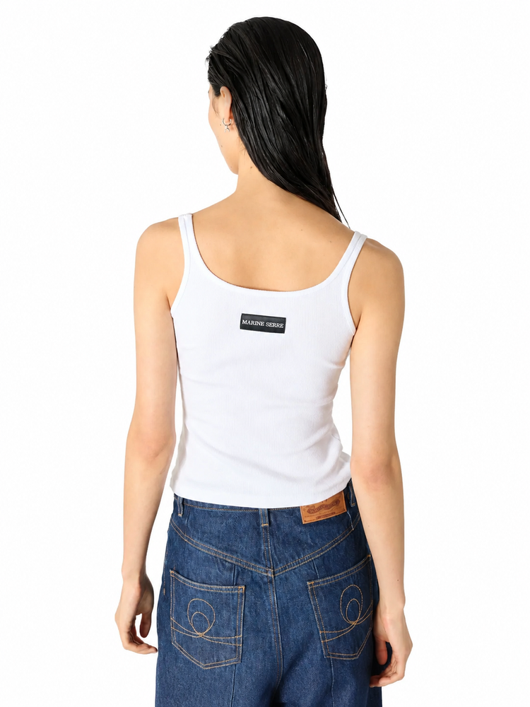 MOON LOGO RIBBED JERSEY CROPPED TANK TOP
