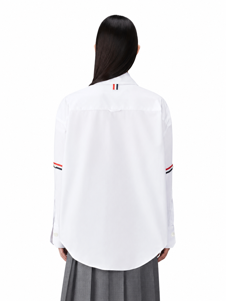 SUPERSIZED POINT COLLAR SHIRT W/ RWB GROSGRAIN ARMBANDS IN OXFORD