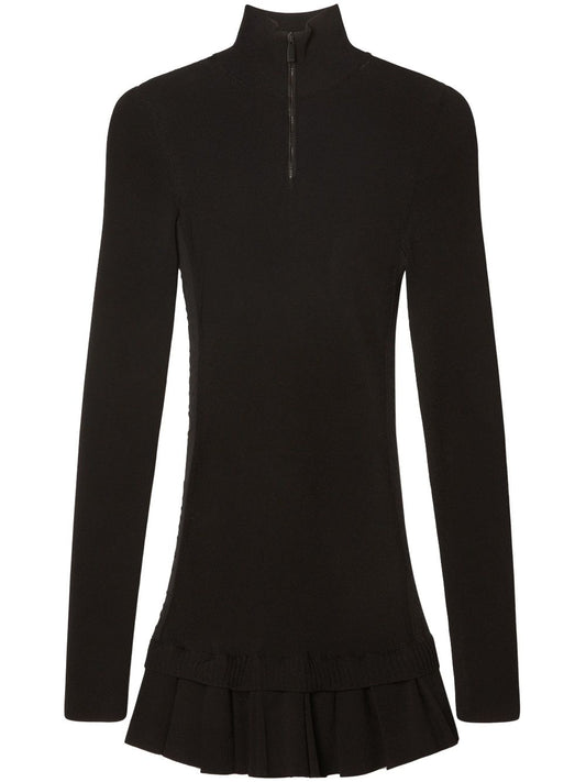 OFF WHITE high-neck pleated knitted minidress