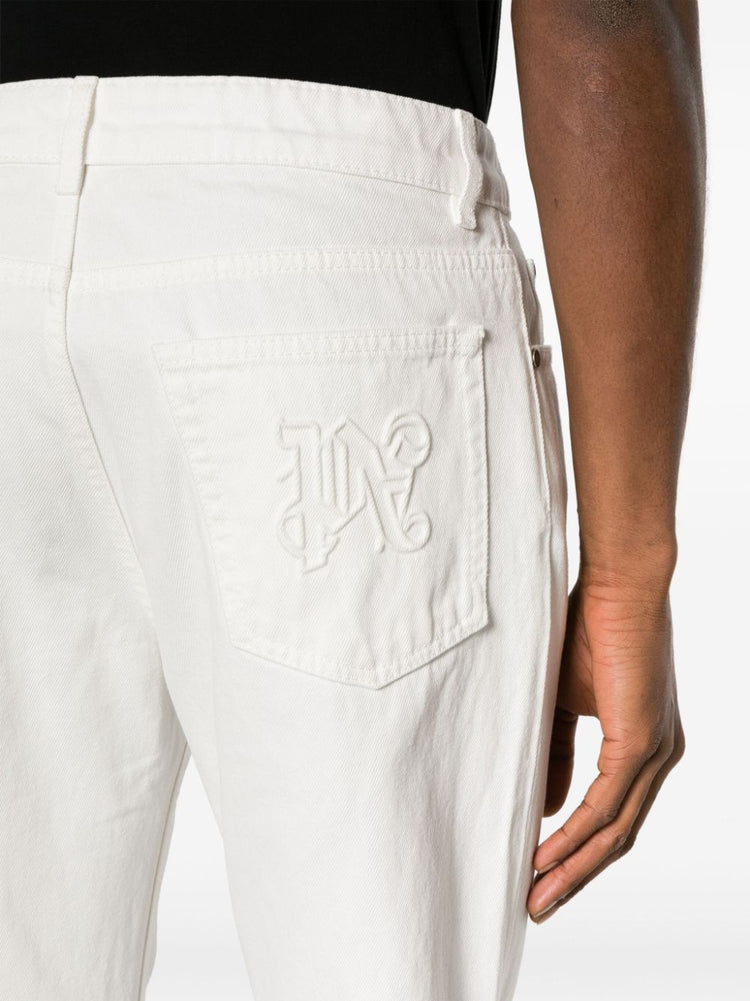 logo-embossed straight jeans