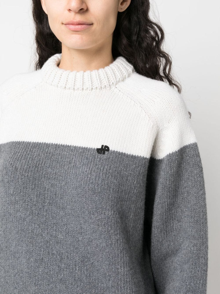 merino-blend colour-block jumper