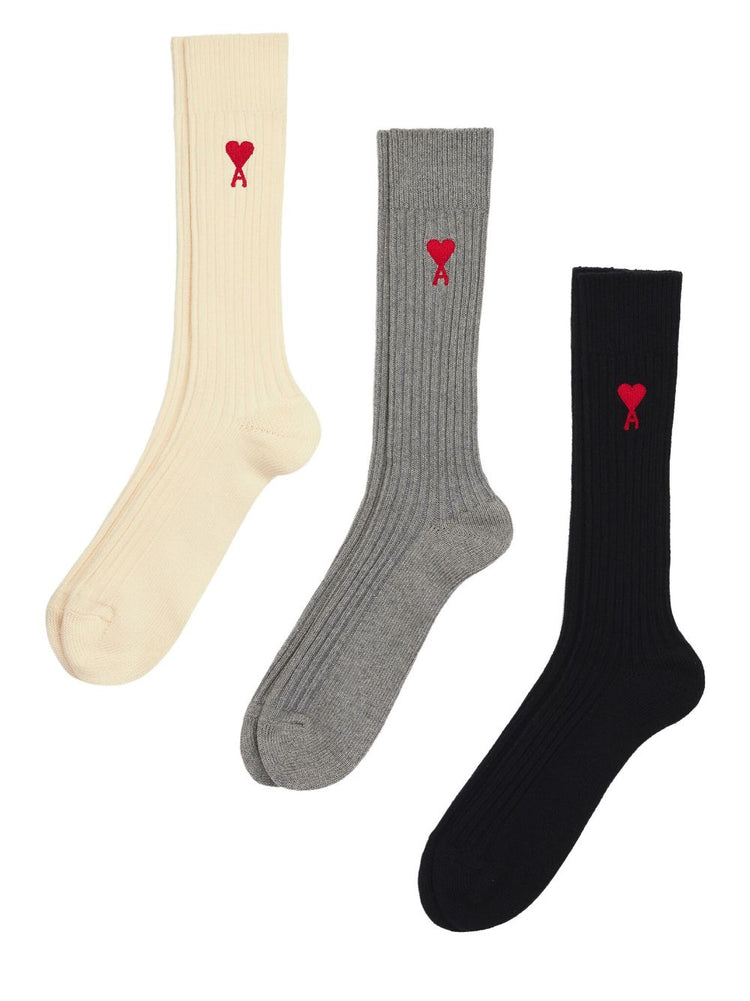 logo-embroidered socks (set of three)