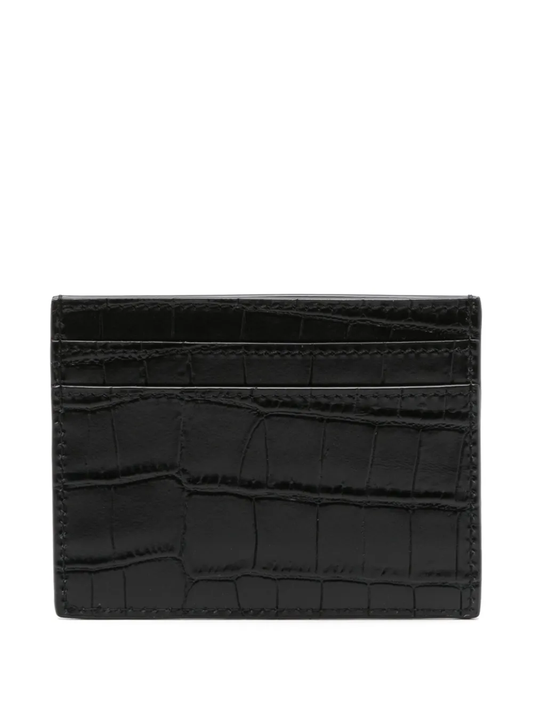 crocodile-embossed leather cardholder