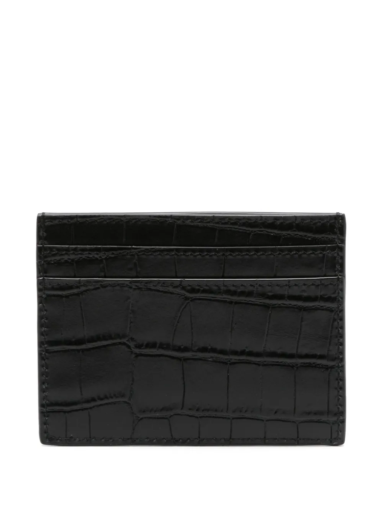 crocodile-embossed leather cardholder