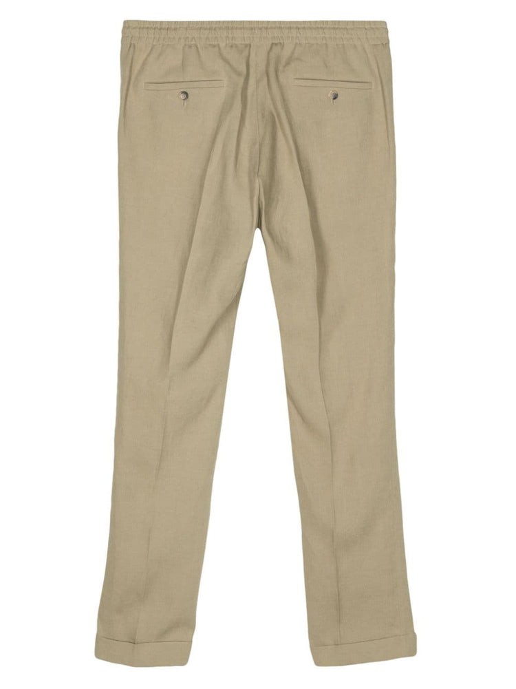 drawstring-waist linen trousers