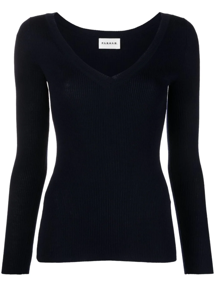 PAROSH V-neck wool sweatshirt