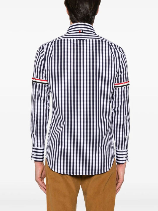 STRAIGHT FIT PC L/S SHIRT W/GG ARMBAND IN GINGHAM CHECK POPLIN