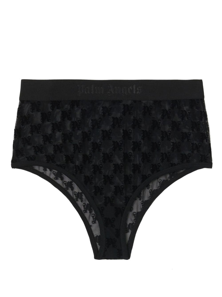 monogram-motif lace briefs