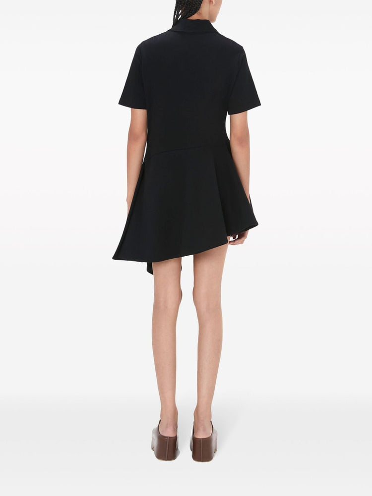 polo-collar cotton asymmetric dress