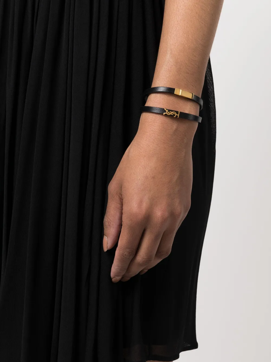 YSL double-wrap leather bracelet