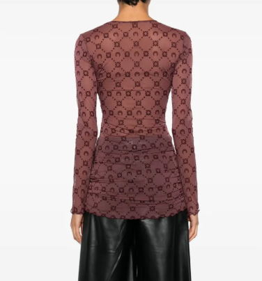 MOONOGRAM MESH FLOCK LS MINI CREWNECK DRESS