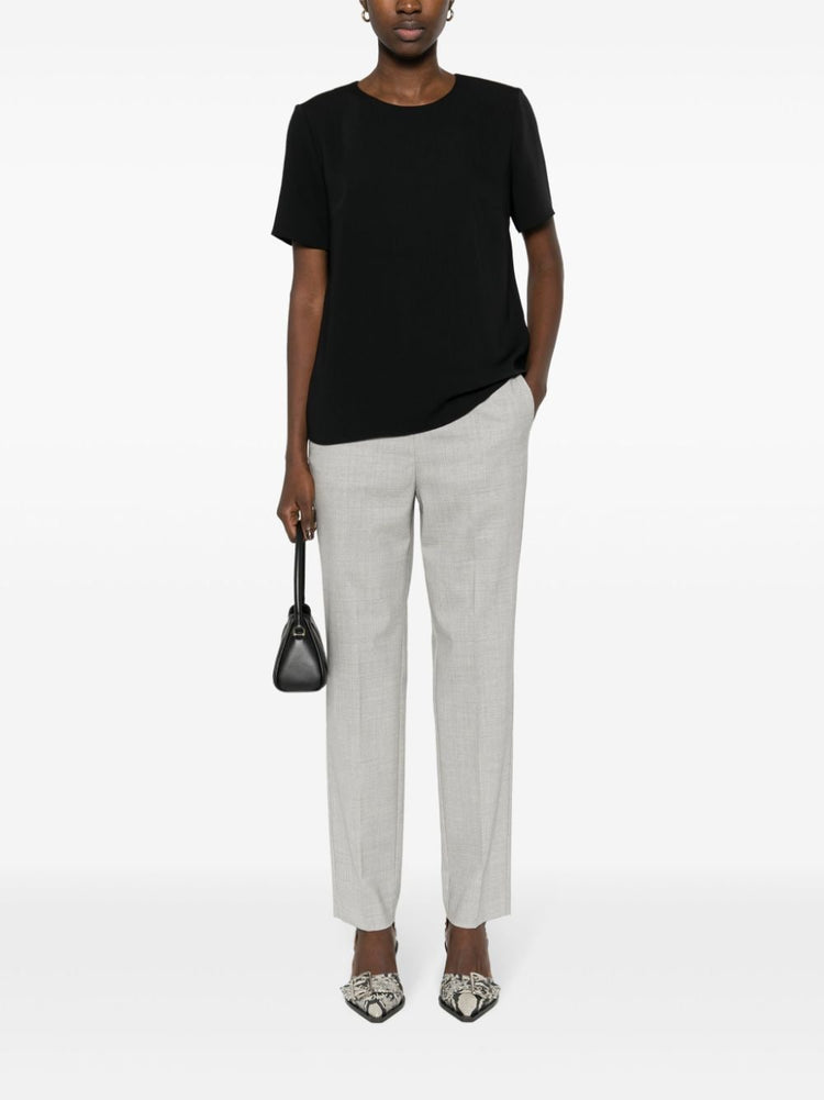 high-waisted tailored trousers