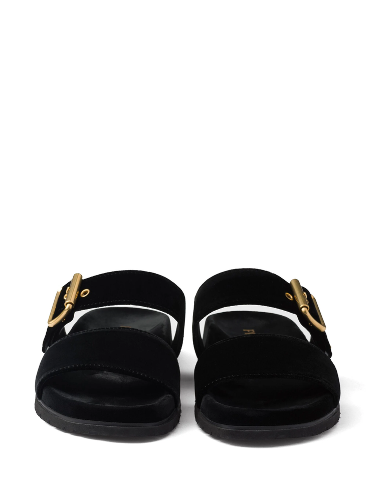 triangle-logo velvet slides