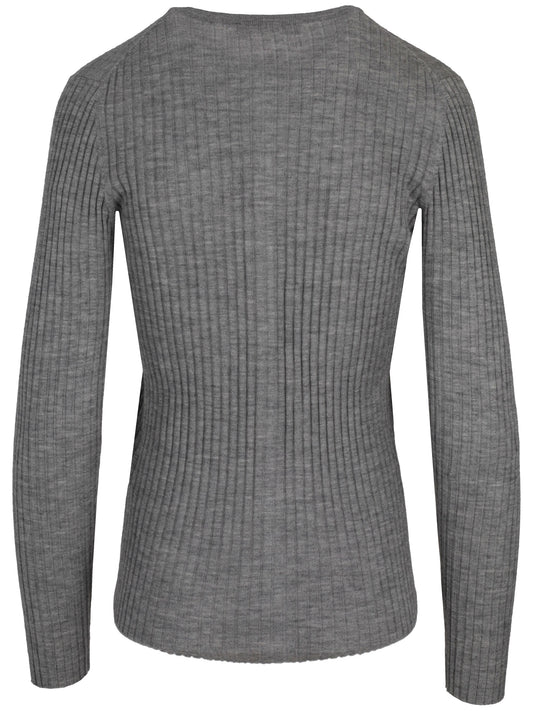 La Rose cash/silk ribs r-neck cardigan