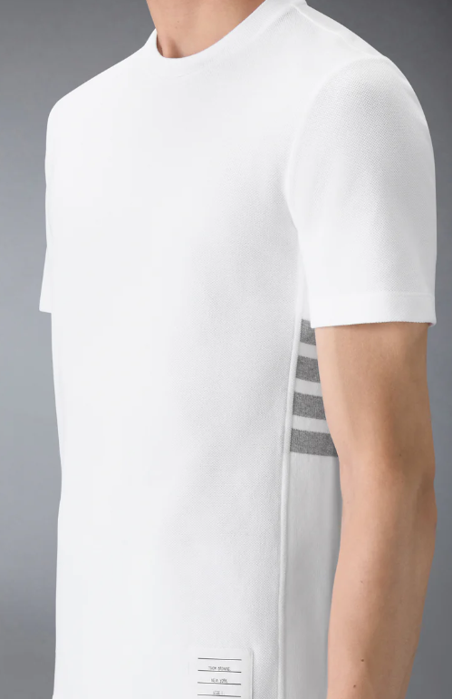 SHORT SLEEVE TEE W/ ENGINEERED 4 BAR STRIPE IN CLASSIC PIQUE