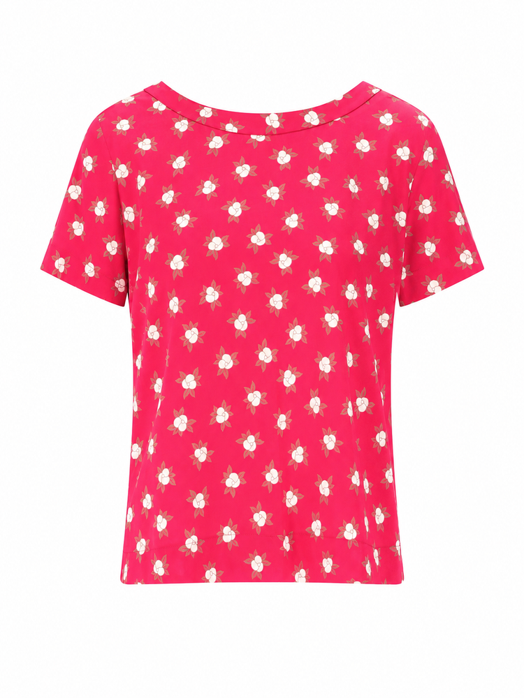 LAURA URBINATI short sleeves crew neck top camelia print