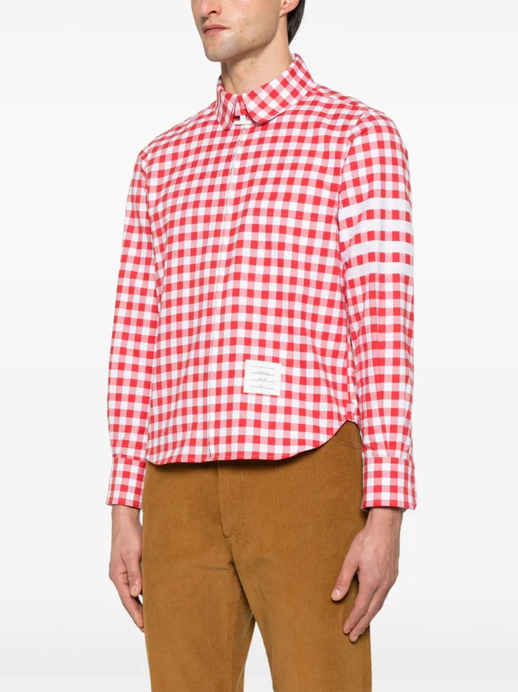 RC ROUND HEM ZIP UP SHIRT W/ T BAR PULLER IN 4 BAR GINGHAM CHECK FLANNEL