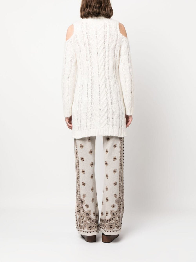 PAROSH cold-shoulder cable-knit jumper