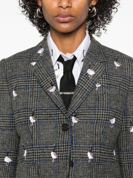 FIT 3 - HIGH ARMHOLE SPORTCOAT W/ HALF DROP SATIN STITCH GOOSE IN PRINCE OF WALES HUNTING TWEED